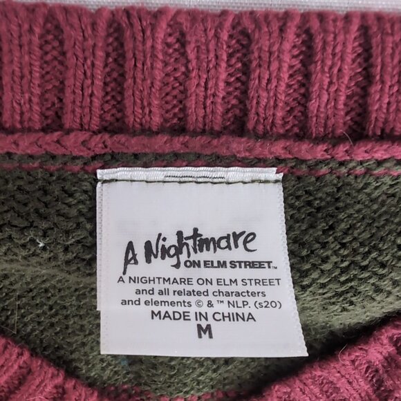 A Nightmare on Elm Street M Medium Spirit Striped Knit Sweater Red Halloween - Picture 2 of 12